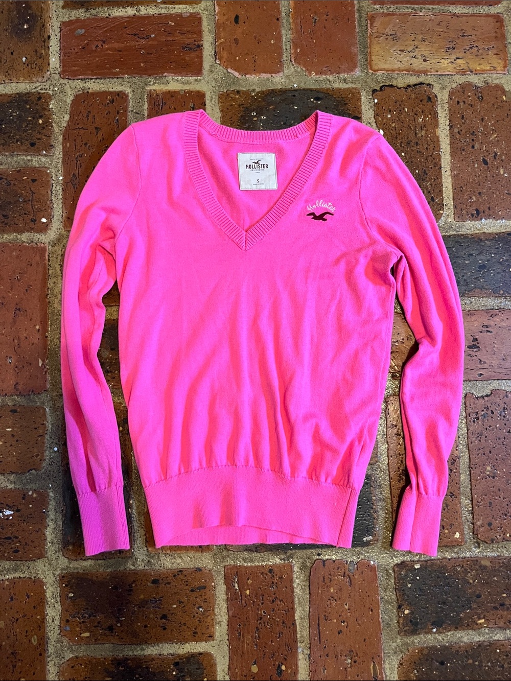 Hollister Pink V-Neck Sweater Sz S